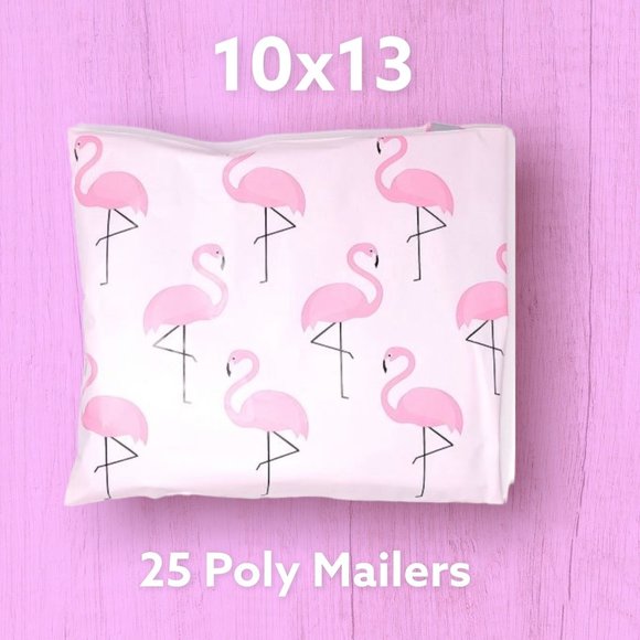 Other - 25 10x13 Pink Flamingo Poly Mailers